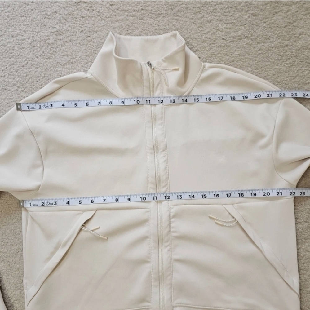 APANA Ivory Jet Set Moisture WickingKnit Full Zip Jacket Zip Pockets Size XL